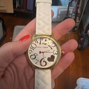 Betsey Johnson Gold and White Watch